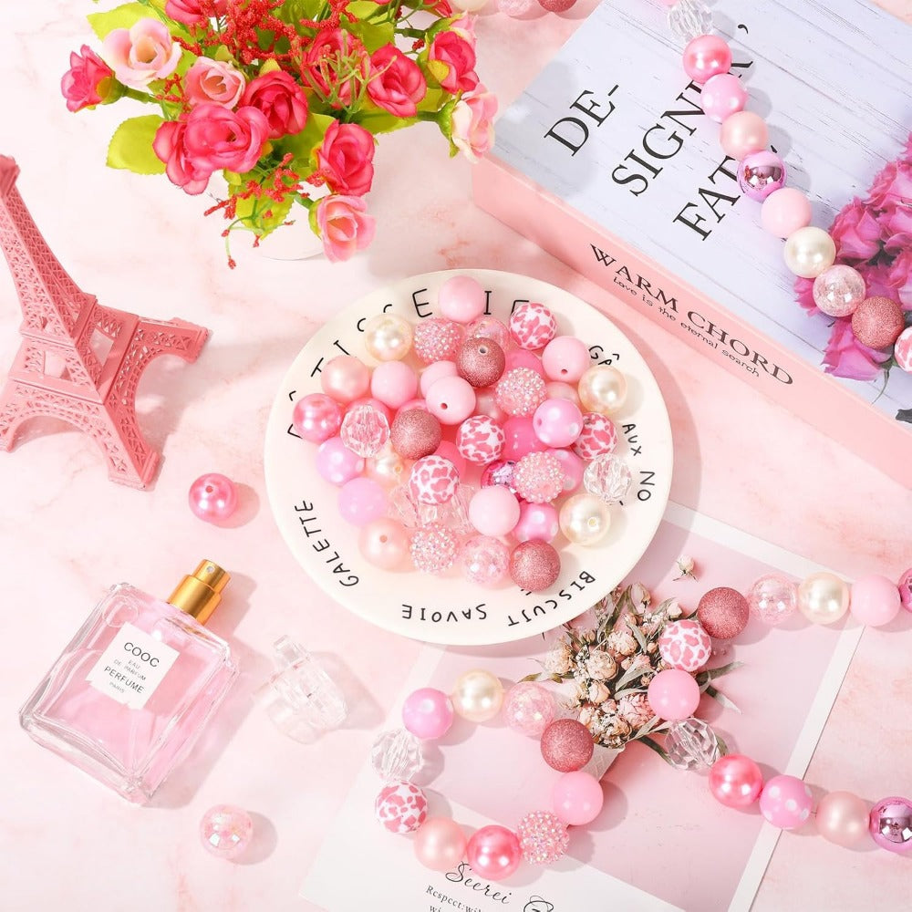 Wholesale Whaline 50Pcs Chunky Bubblegum Beads 20mm Brown White Cow Beads 12 Styles Mixed Chocolate Milk Beads Set Spacer Bead Chunky Beads Jumbo Plastic Beads for DIY Jewelry Making