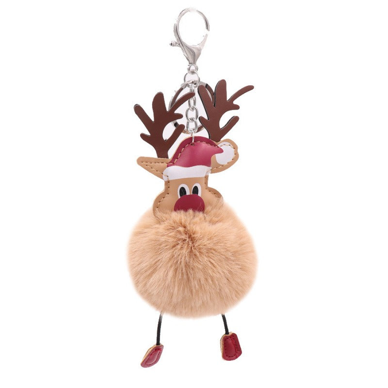 Wholesale Winter Christmas Deer Hairball Cute Elk Plush Keychains