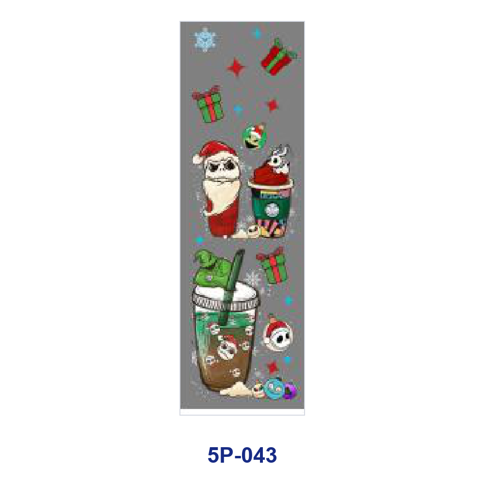 Wholesale 2/ 8/ 16pcs Winter Christmas Spooky Skeleton Snowflake Gift Element Print Pen and Bookmark Stickers UV DTF Wraps OLY Exclusive