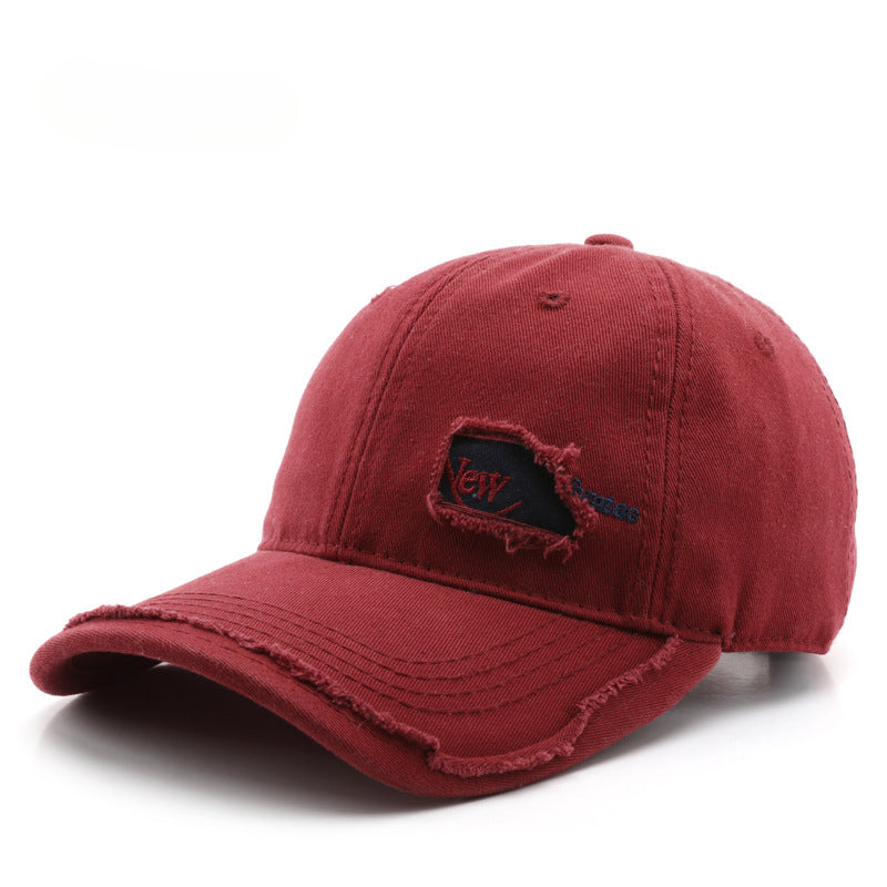 Wholesale Cotton Ripped Solid Color Letter Embroidered Baseball Cap