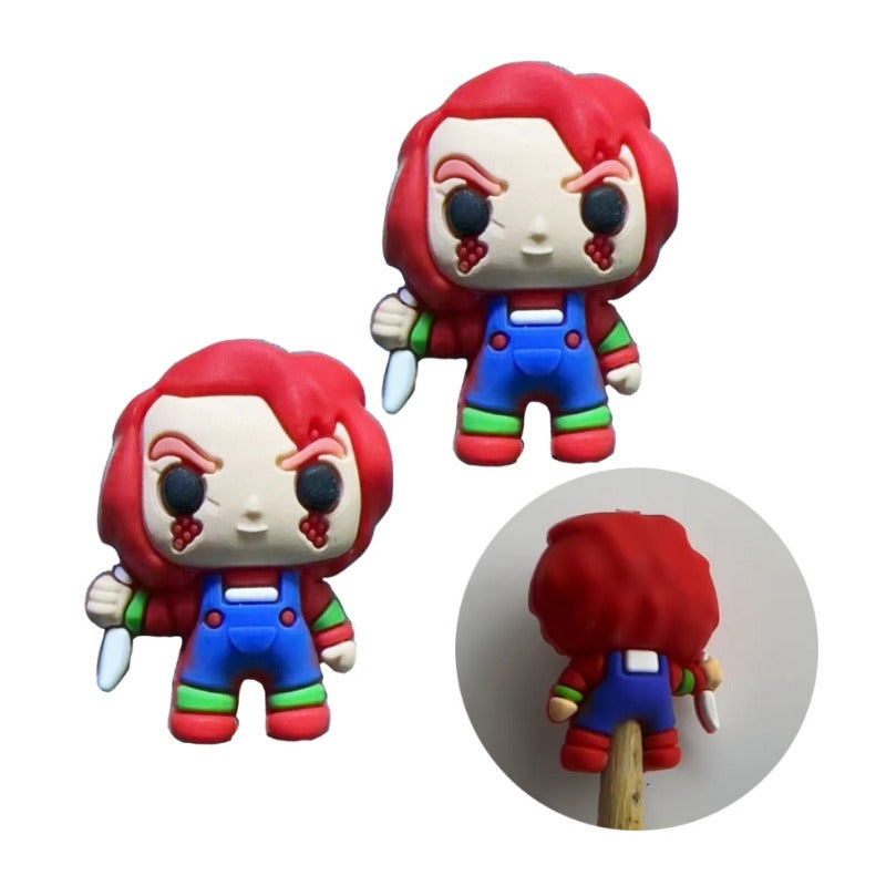 Wholesale 10pcs 3D Cartoon Cute Green Little Man Christmas Tree Silicone Beads