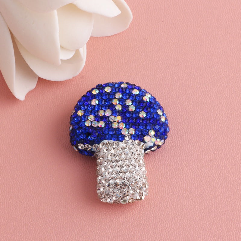 Wholesale 5pcs Starry Sky Colorful Mushroom Full Diamond Clay Drill Ball Straight Hole DIY Beads