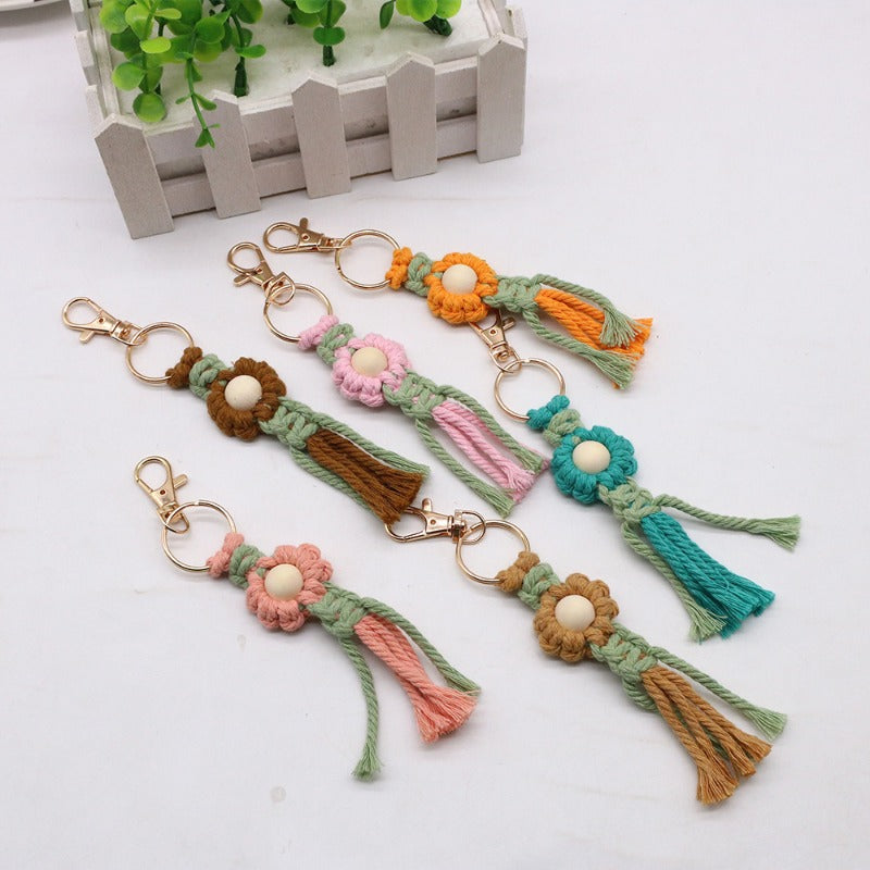 Wholesale Creative Flower Cotton Rope Hand Woven Keychains