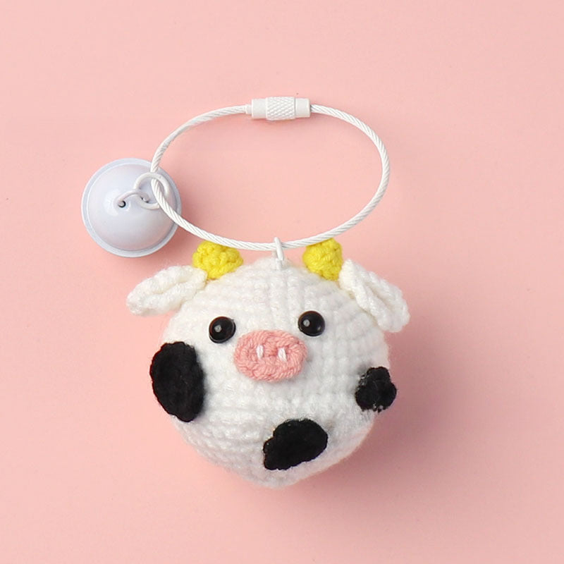 Wholesale Handmade Cute Cow Knitted Pendant Hook Weaving Keychain