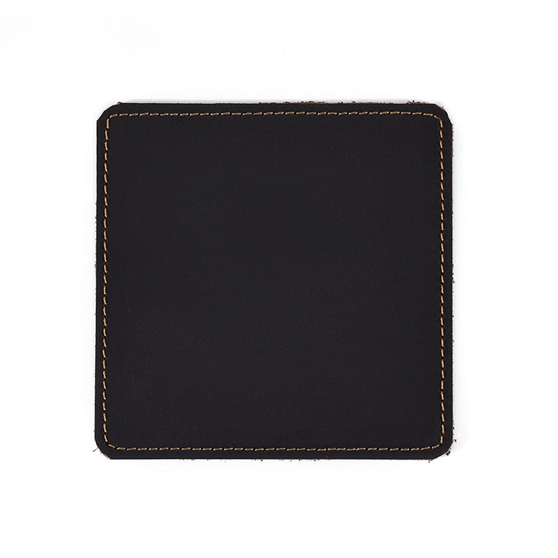 Wholesale Leather Coaster Crazy Horse Leather Retro Handmade Leather Pad