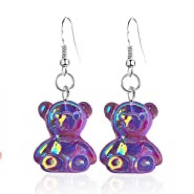 Wholesale Plastic Resin Cute Colorful Bear Earrings