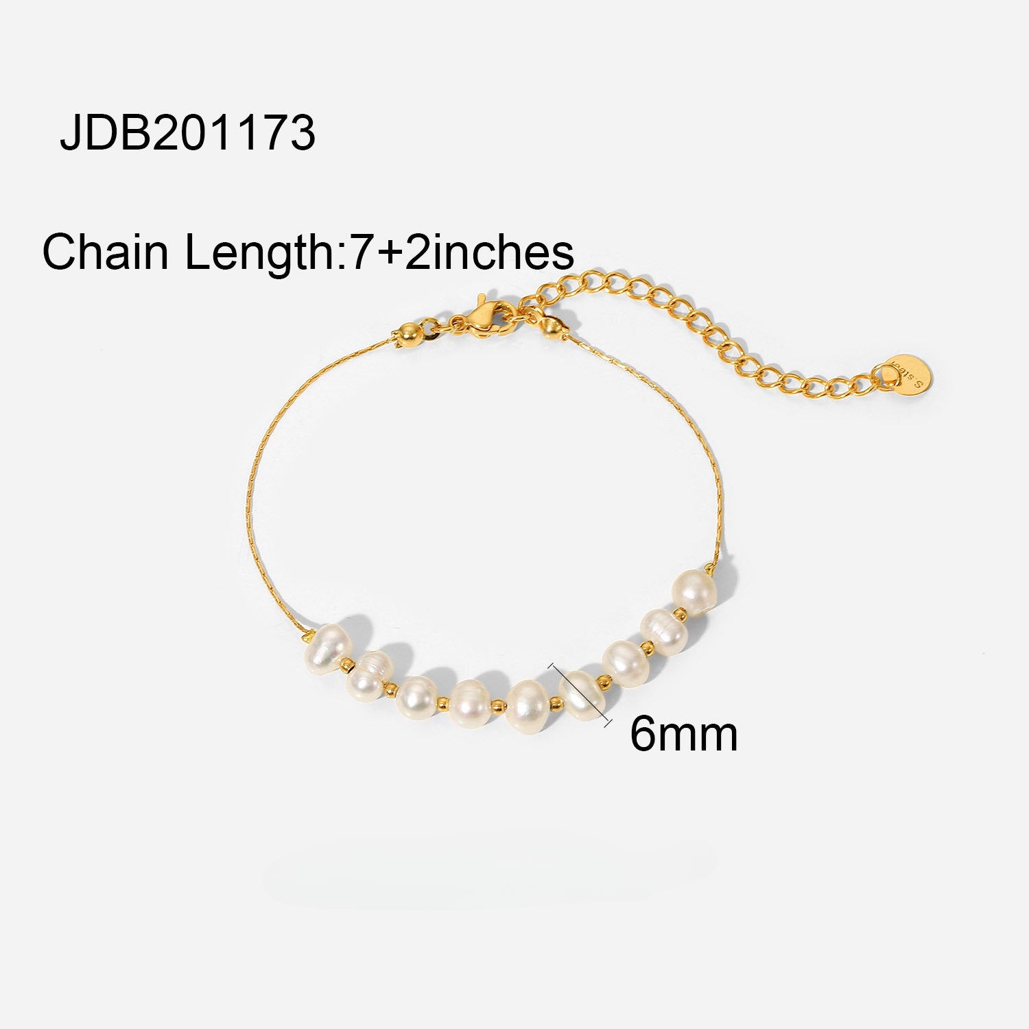 Brazalete de acero inoxidable de perlas de agua dulce natural al por mayor