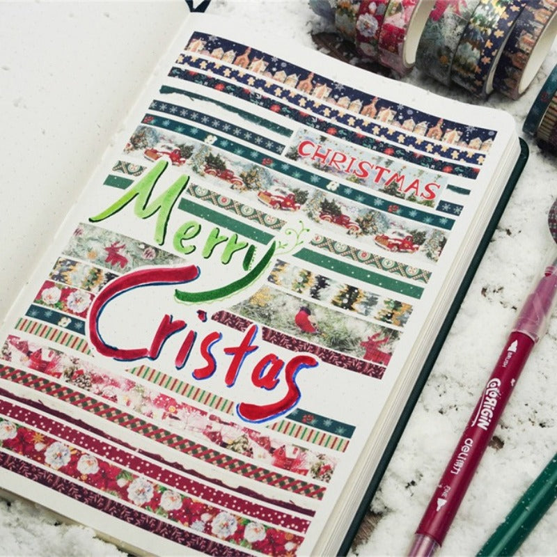 Wholesale Retro Christmas Strips 24 Roll Two Color Hot Pot Gold and Silver Decorative Bookkeeping Tape