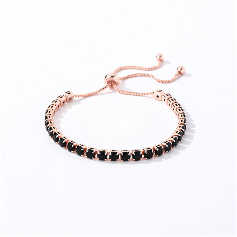 Wholesale 4mm Round Zircon Single Row Full Diamond Adjustable Bracelet