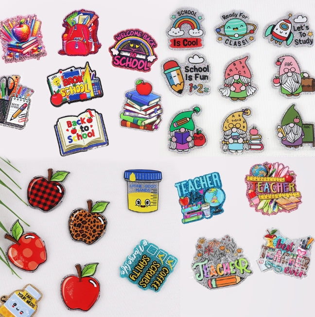 Wholesale Random 30pcs School Study Acrylic FlatBacks For Badge Reels