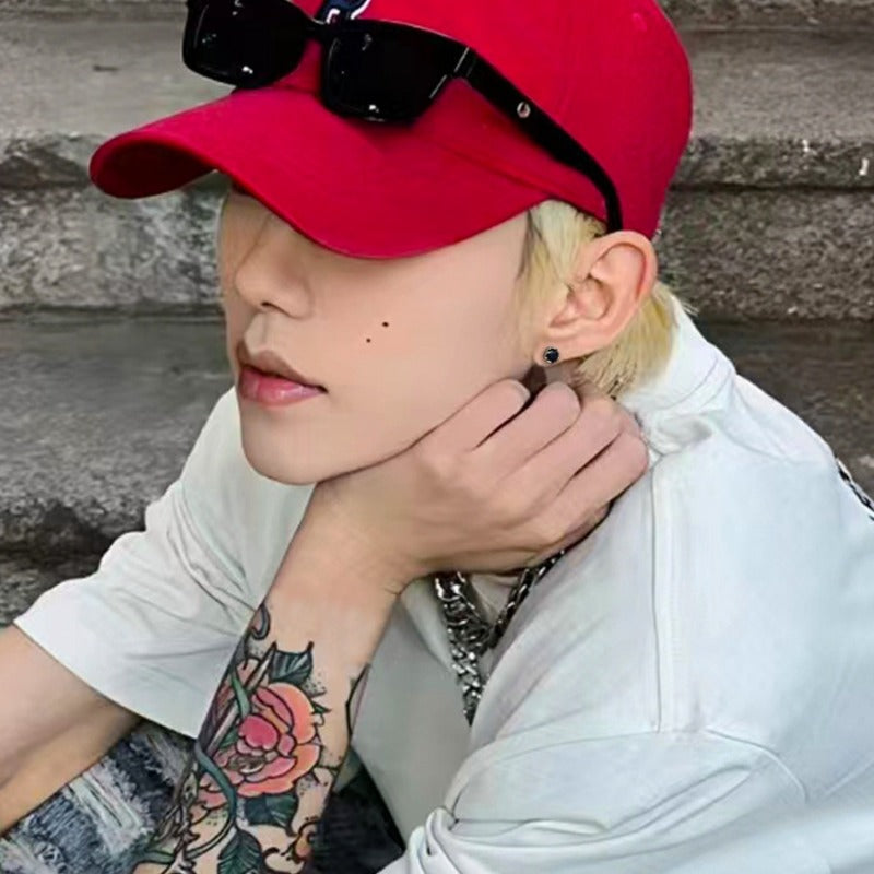 Men's Retro American Minimalist Design Titanium Steel Male Hooligan Earrings