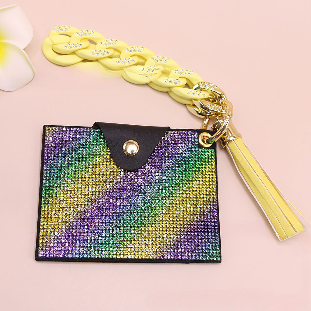 Wholesale Diamond Card Holder Acrylic Bracelet Key Ring Coin Purse ID Bag Key Chain