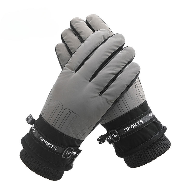 Wholesale Oxford Cloth Men's Winter Outdoor Warm Windproof Cold-proof Plus Velvet Thickened Sports Ski Split Finger Gloves