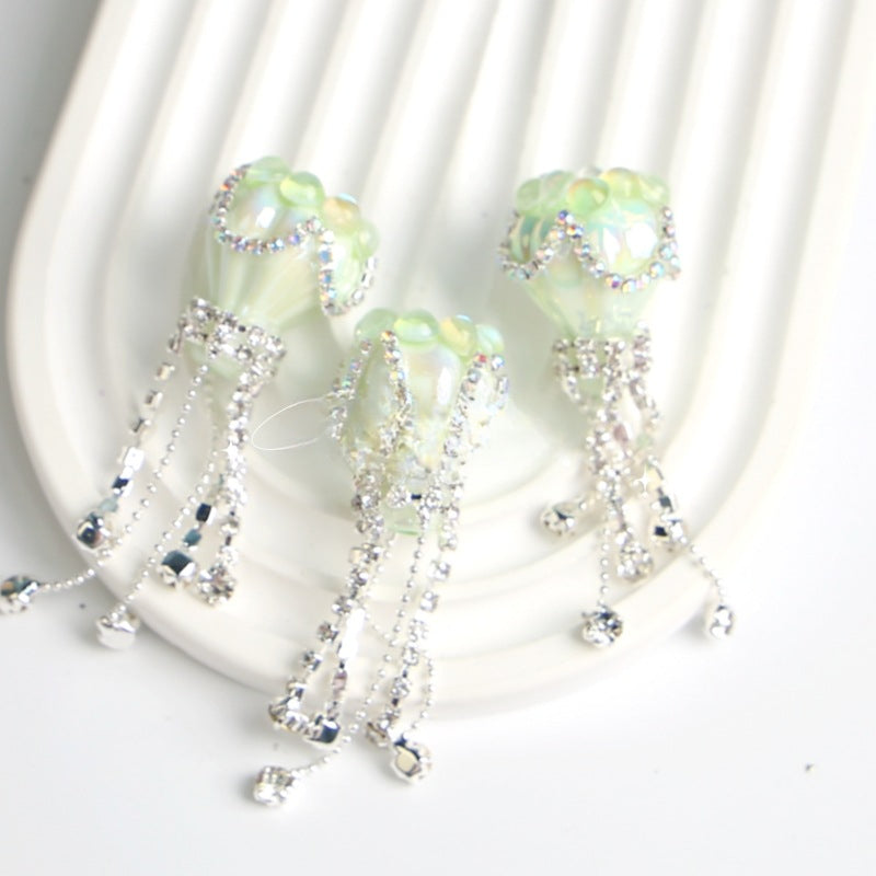 Wholesale Cat Eye Love Crown Beads Full of Diamond Hot Air Balloon Tassels Acrylic Beads