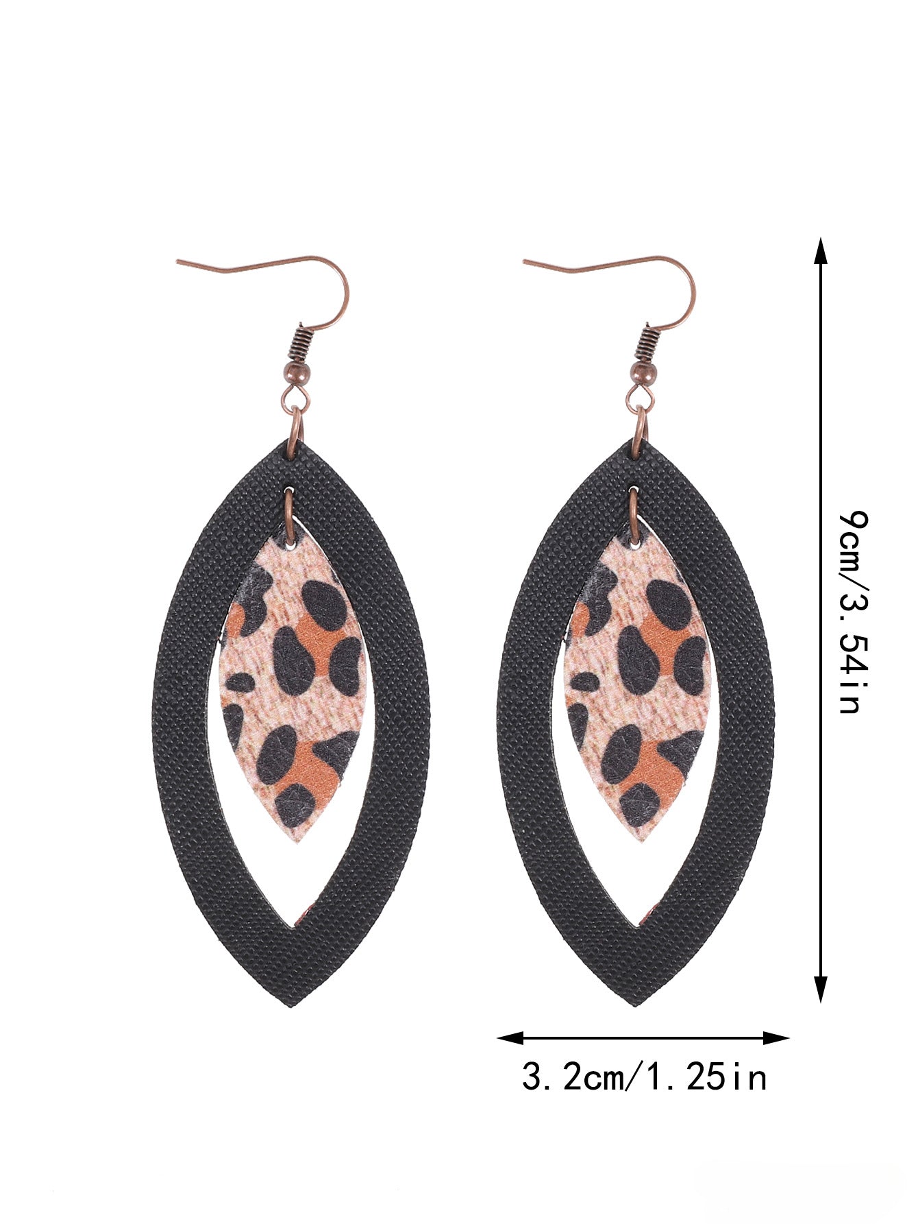 Wholesale Hollow Leopard Drop Leather Earrings