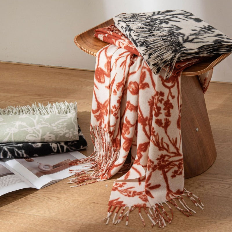 Wholesale Korean Version Sweet Girl Style Printed Warm and Thick Imitation Cashmere Scarf