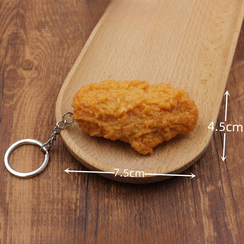 Wholesale Simulation PVC Fried Chicken Legs and French Fries Keychain