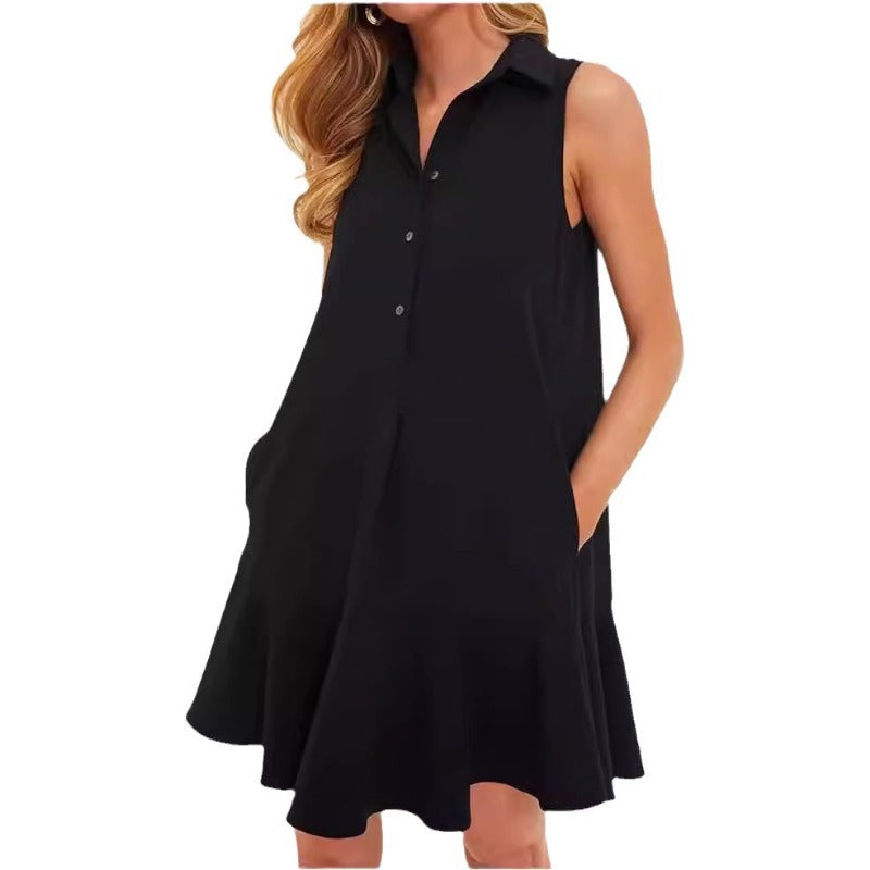 Wholesale spring and summer pure cotton sleeveless shirt with lotus leaf hem for Women Clothes