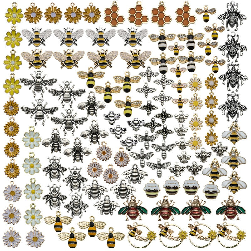Wholesale Bee Chrysanthemum Honey Alloy DIY Necklace Bracelet Pendant