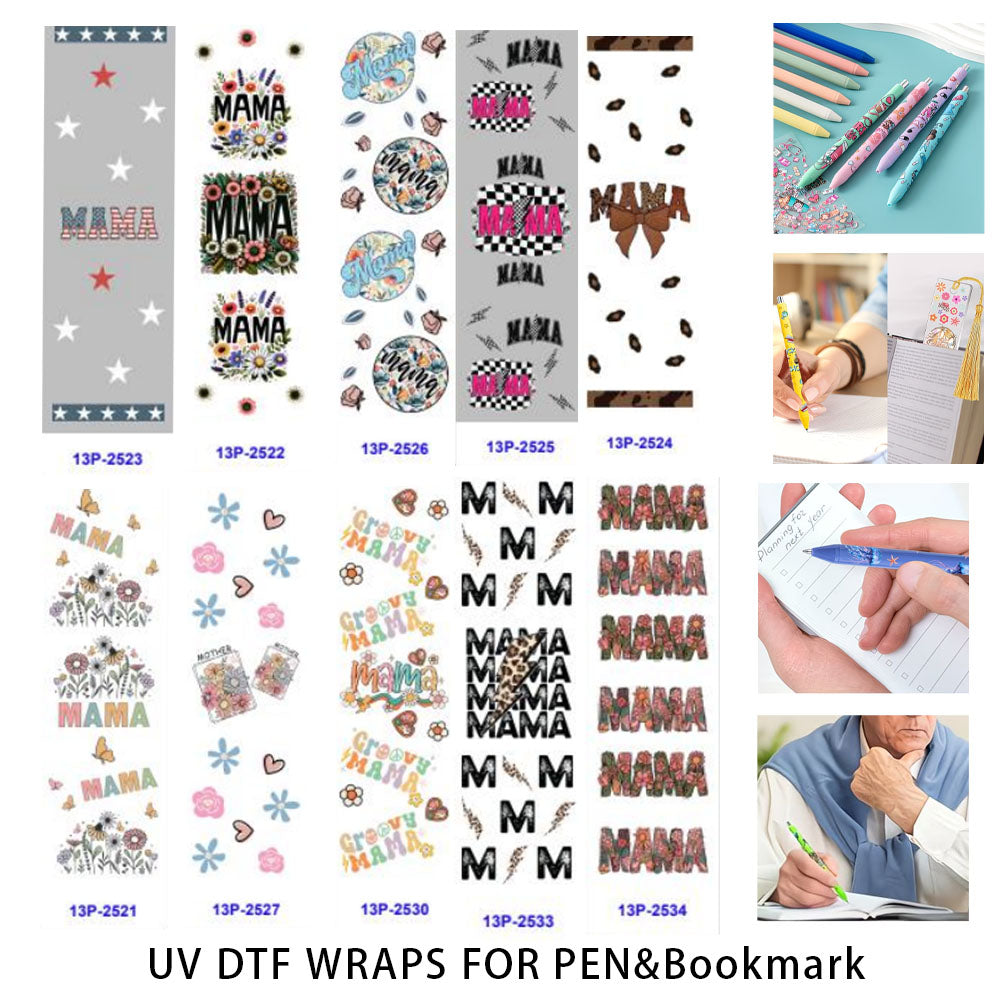 Wholesale 2/8/16pcs UV DTF Stickers MAMA Mother's Day Pen and Bookmark Stickers