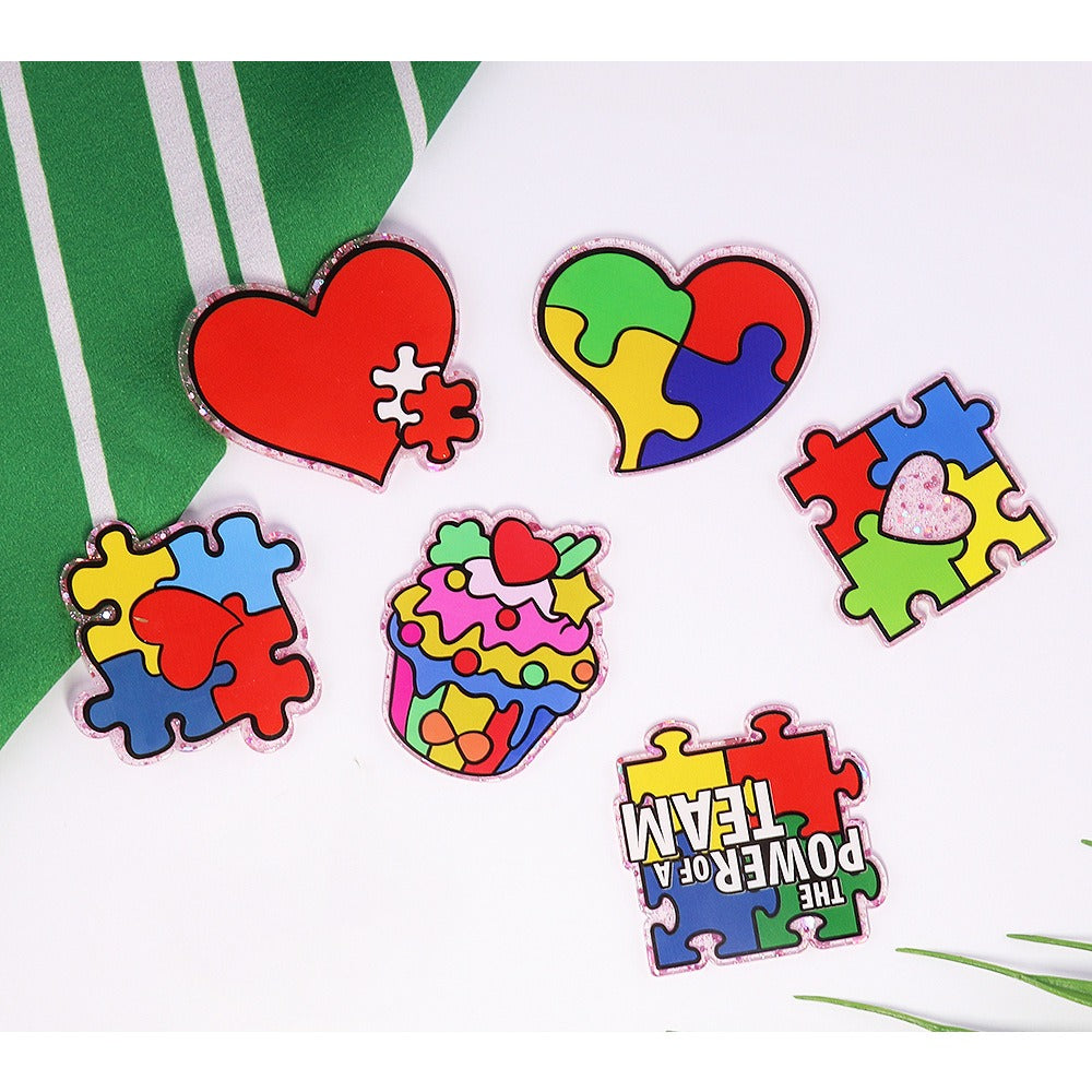 Wholesale 10pcs Cartoon Puzzle Peach Heart Ice Cream Acrylic DIY Patch Accessories