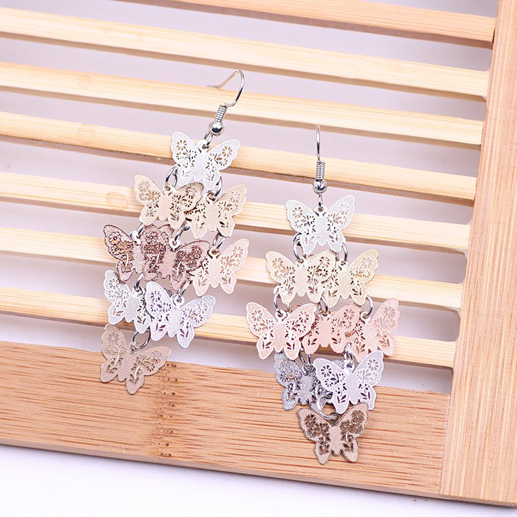 Wholesale Fashionable Temperament Butterfly Colorful Small Nine Pieces of Earrings