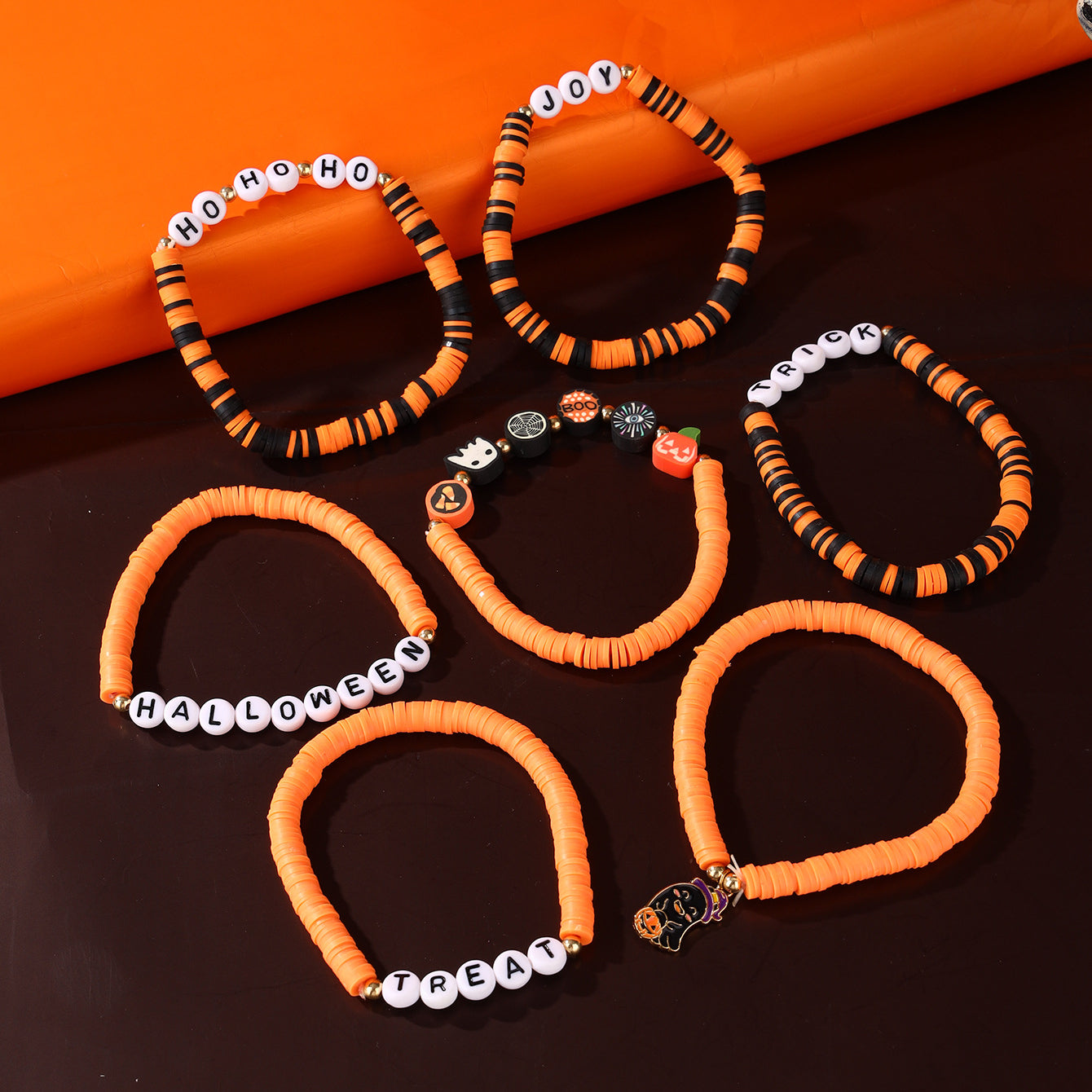 Wholesale 50PCS New Halloween Set Polymer Clay Beaded Bracelet