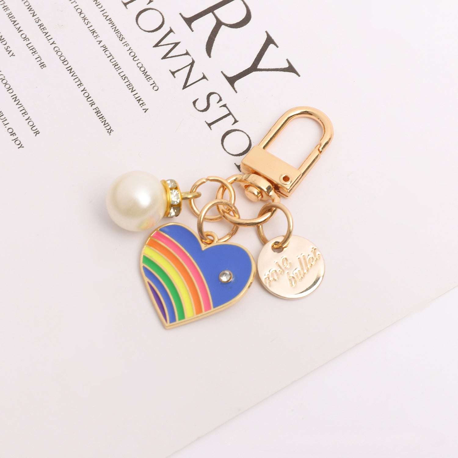 Wholesale Rainbow Heart Alloy Keychain