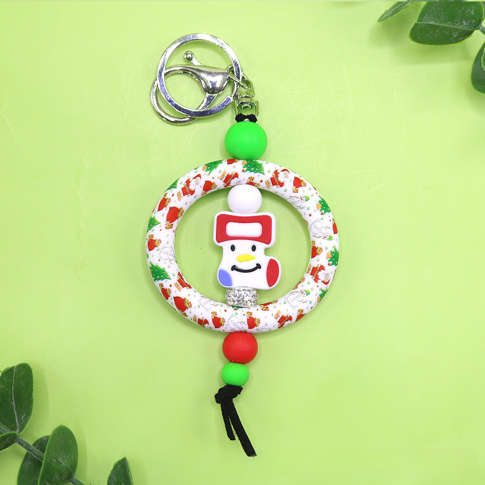 Wholesale Christmas Silicone Bead Keychain