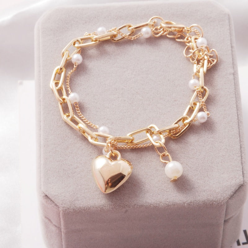 Wholesale Love Pearl Double Layer Bracelet