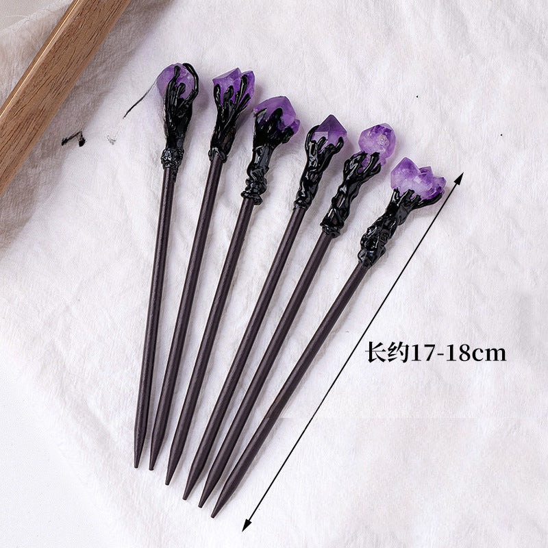 Wholesale Natural Stone Crystal Ball Halloween Hairpin