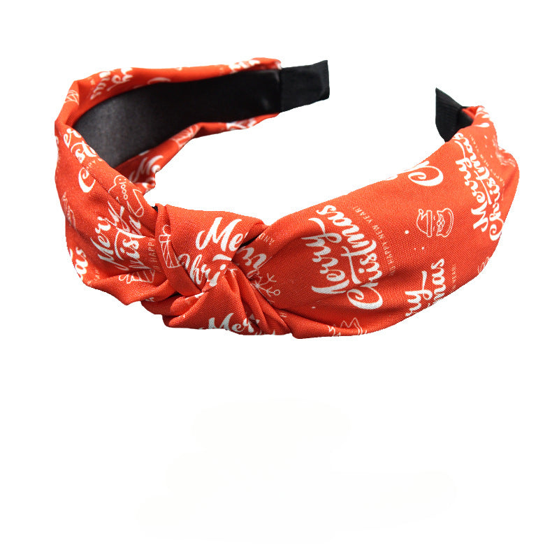 Wholesale Christmas Fabric Knots Wide Edge Hair Hoops