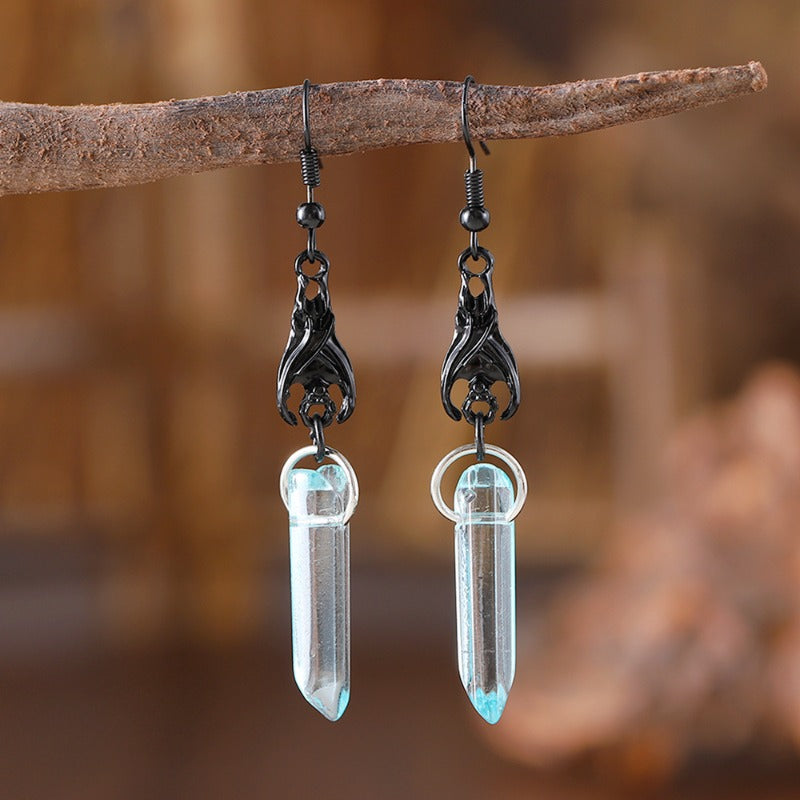 Wholesale Black Claw Hook Irregular Cylindrical Colored Crystal Creative Simple Personality Niche Earrings