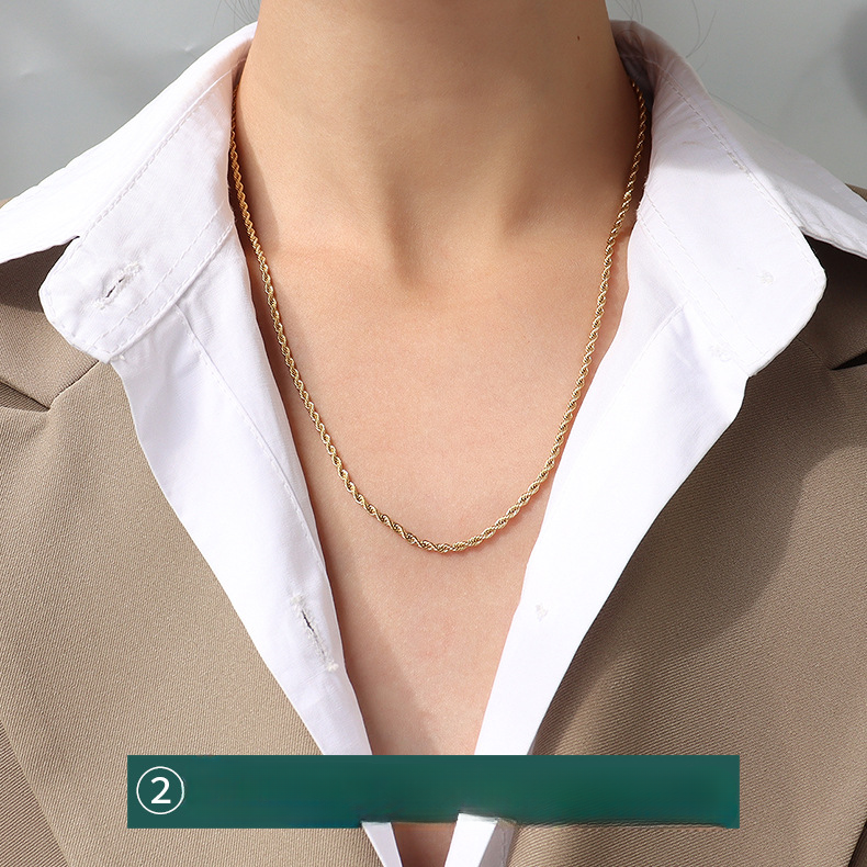 Cadena de acero de acero titanio de cadena cruzada al por mayor collares de acero inoxidable de oro de 18 quilates