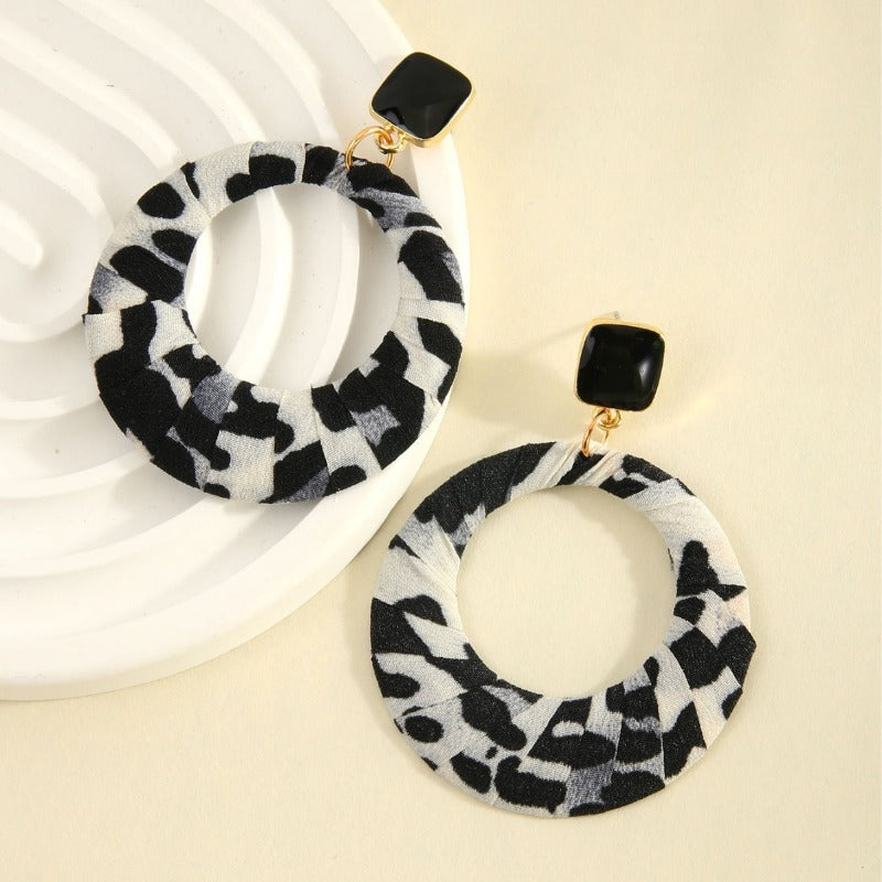 Wholesale Fashionable Personalized Leopard Print Geometric Circular Versatile Elegant High-end Earrings