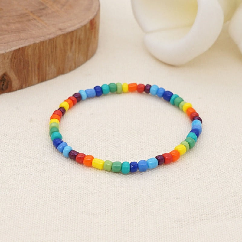 Wholesale Rainbow Glass Seed Beads and Transparent Beads Bracelet