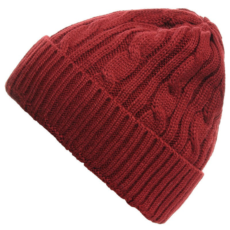 Wholesale Warm and Versatile Solid Color Acrylic Twist Pattern Beanie
