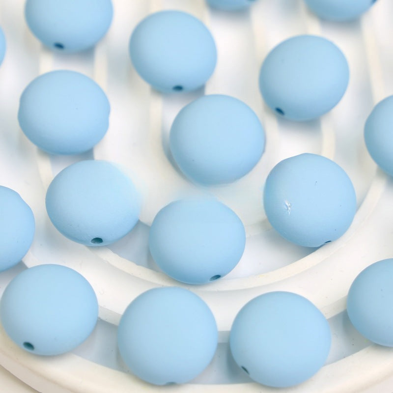 Wholesale 10pcs Macaron Color Rubber Beads Straight Hole Flat Round Beads Diy Jewelry Accessories