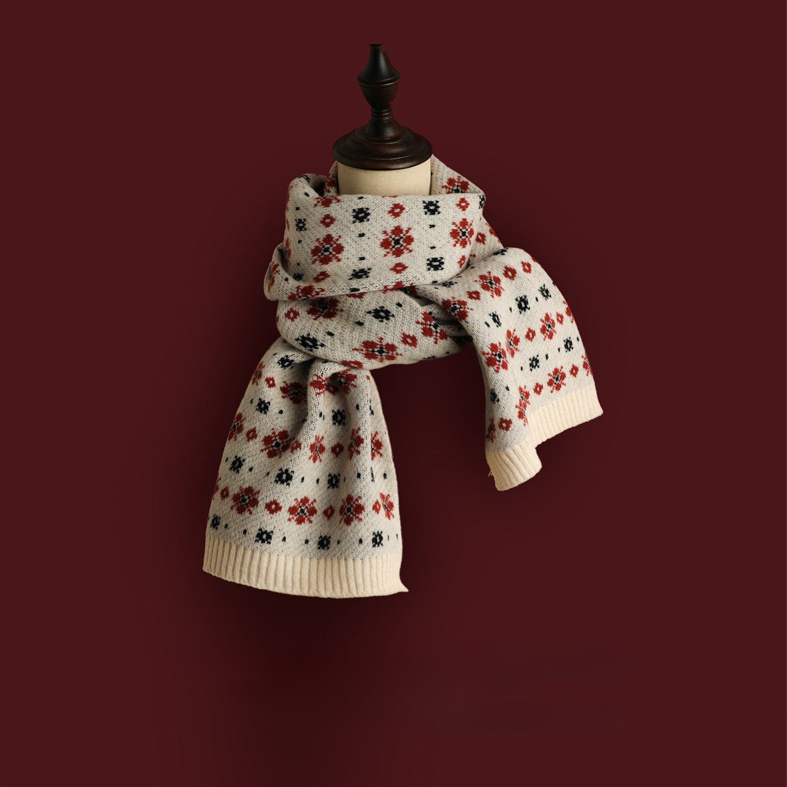 Wholesale Christmas Knitted Wool Red Scarf