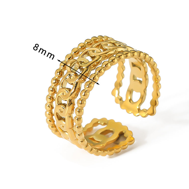 Wholesale Irregular Titanium Steel Plated 18K Gold Ring