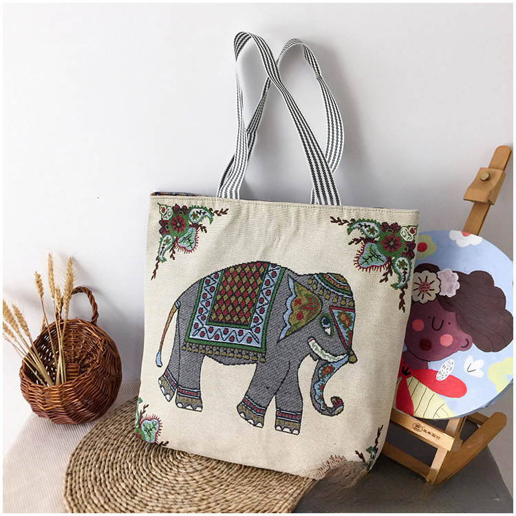 Wholesale Vintage Embroidery Knitted Bag Canvas Bag