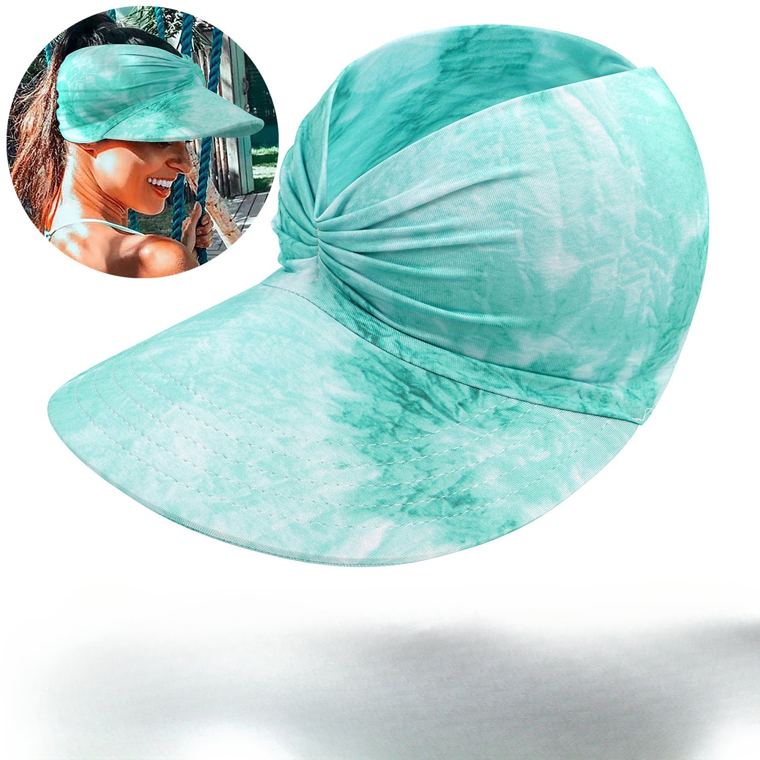 Wholesale New Summer Printed Sun Protection UV Large Brim Face Covering Outdoor Swimming Cap
