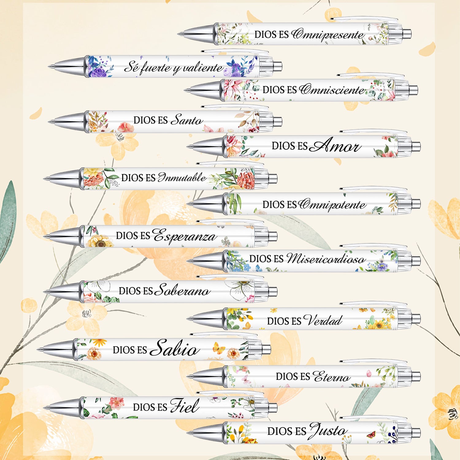 Wholesale 15pcs Inspirational Bible Verses Plastic Round Pen Body for Office and Gift