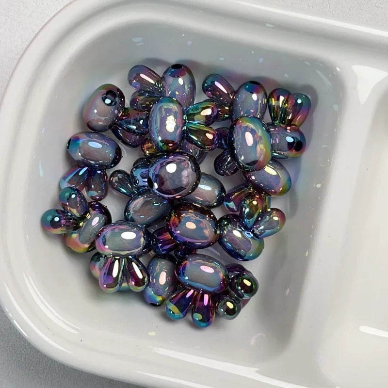 Wholesale 10pcs Acrylic Black Series Color Plated Loose Beads