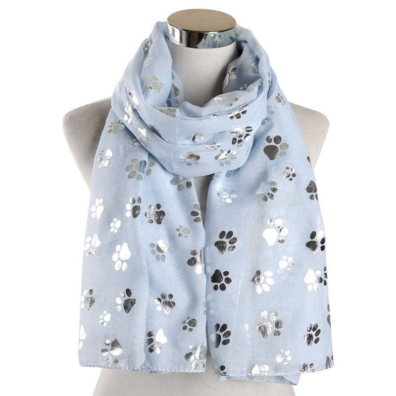 Wholesale Windproof Warm Dog Paw Print Hot Silver Temperament Shawl Scarf