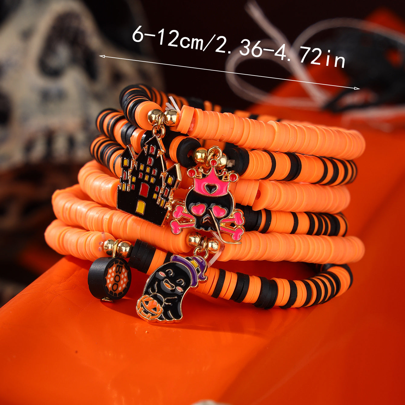 Wholesale 50PCS New Halloween Set Polymer Clay Beaded Bracelet