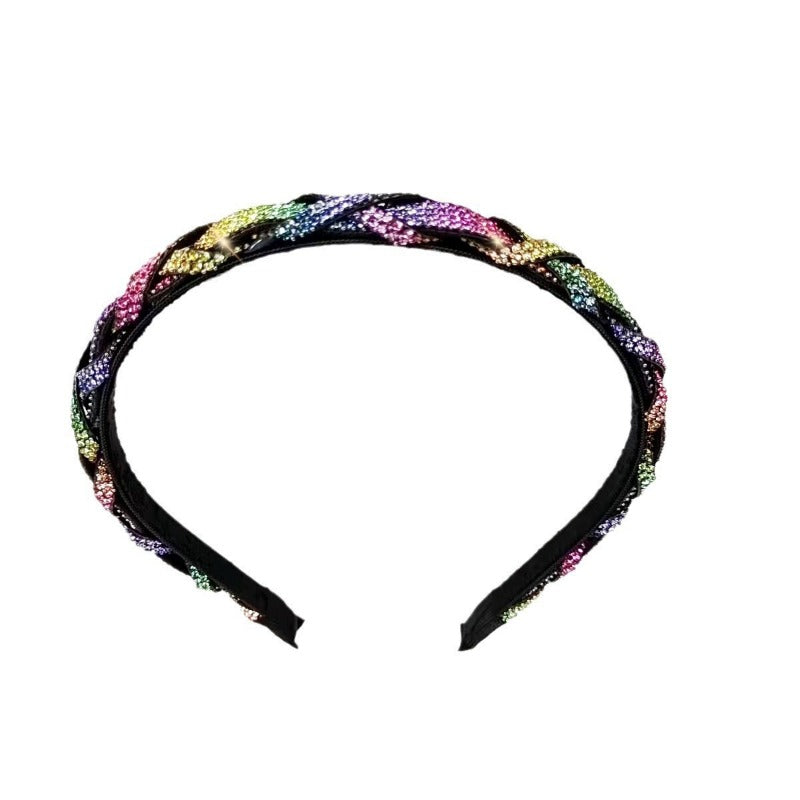 Wholesale Light Luxury Color Blocked Full Diamond Fashionable Versatile High End Sensation Sparkling Diamond High End Headband