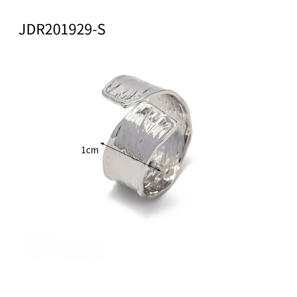 Wholesale Stainless Steel 18K Gold Plated Wrinkle Adjustable Ring