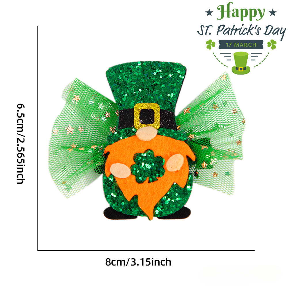 Wholesale Irish Festival Hair Clips Headwear St. Patrick's Day Party Green Mesh Hair Accessories