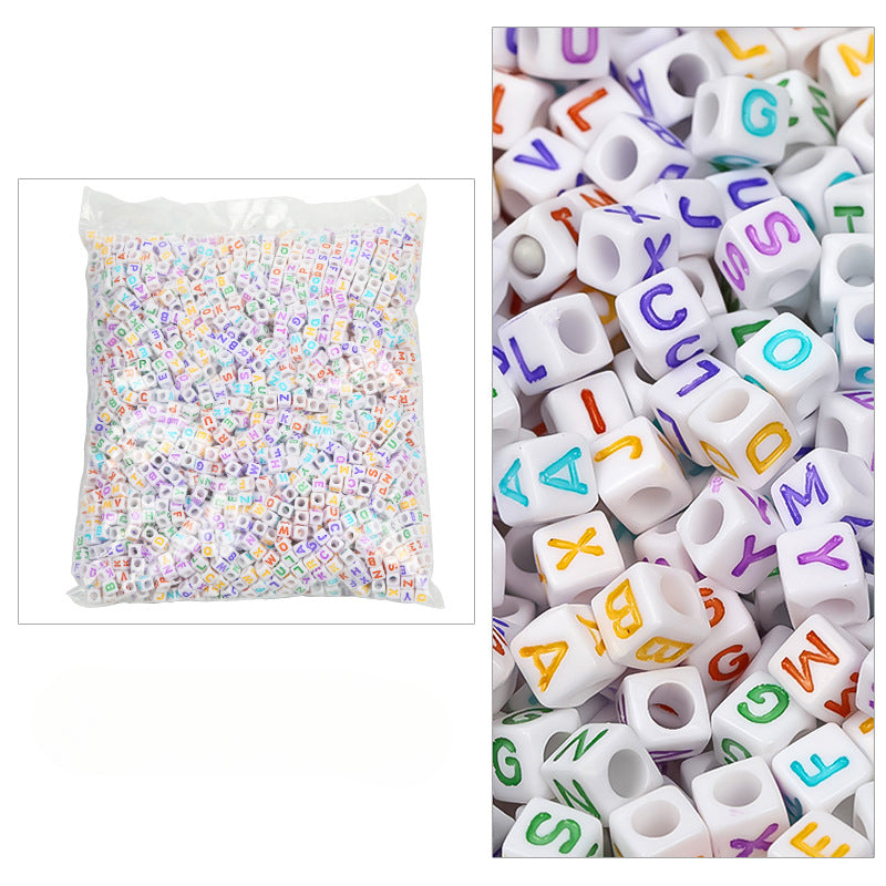 Wholesale 6mm 3100PCS/PACK Acrylic Letter Colored Square Loose Beads